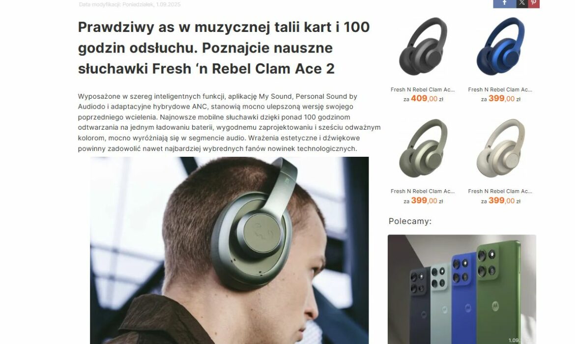Promocja słuchawek Bluetooth Fresh‘n Rebel Clam Ace 2